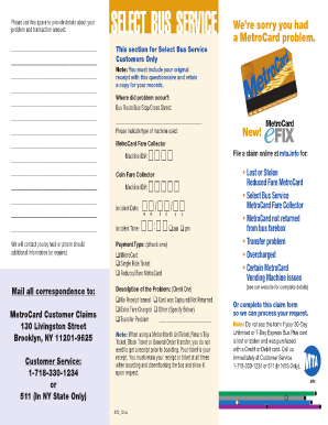 MetroCard Customer Claims Form