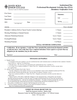 Professional Development Attendance Verification Form