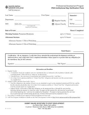 PDA Institutional Day Verification Form