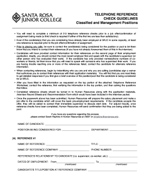 Telephone Reference Check Guidelines