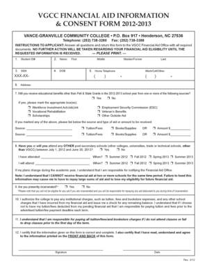 VGCC Financial Aid Information & Consent Form