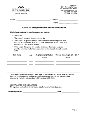 2014-2015 Independent Household Verification