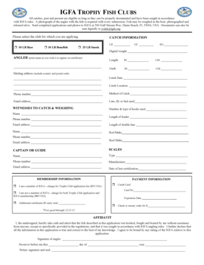 IGFA Trophy Fish Club Application