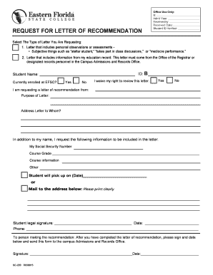 Request for Letter of Recommendation