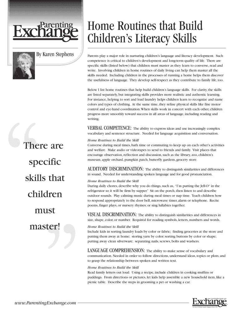 Fillable Online Home Routines that Build Fax Email Print - pdfFiller