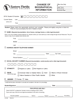 EFSC Student Name Change Form