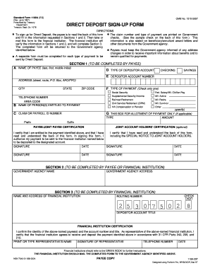 US Federal Direct Deposit Sign-Up Form
