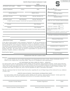 Emergency Contact Form - Servite High School