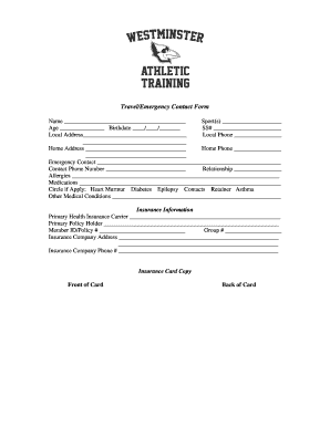 Travel Emergency Contact Form