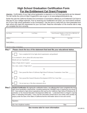 High School Graduation Certification Form