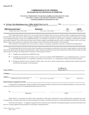 Virginia Sales and Use Tax Certificate of Exemption