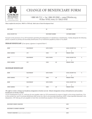 Change of Beneficiary Form