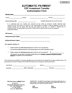 CDF Investment Transfer Authorization Form