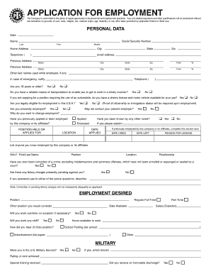 US Employment Application Form