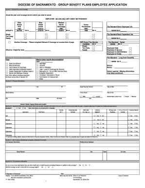 Diocese of Sacramento Employee Benefit Plan Application