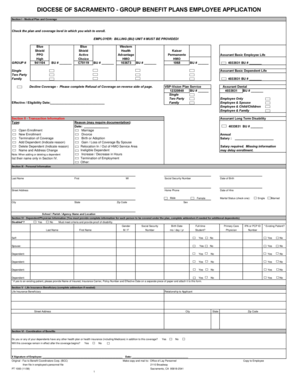 Diocese of Sacramento Employee Benefit Plan Application