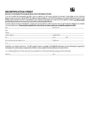 HRCI Recertification Credit Form