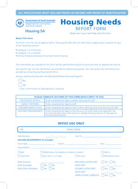 Housing SA Report Form