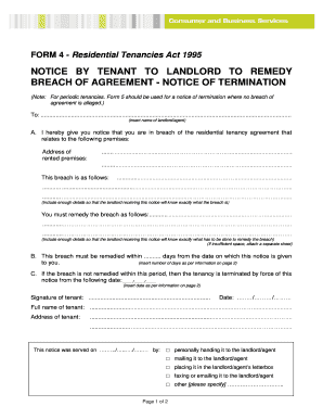 Notice by Tenant to Landlord to Remedy Breach of Agreement