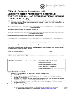 Notice to Enter Premises for Breach Remediation