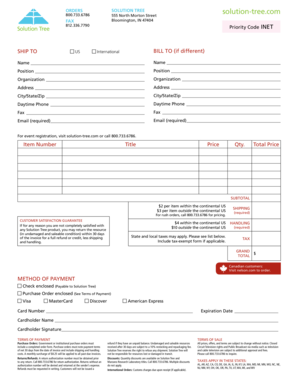 Solution Tree Order Form