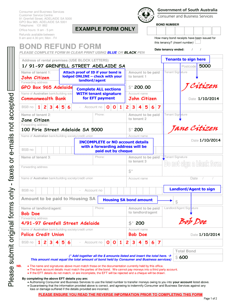 bond refund form Preview on Page 1.