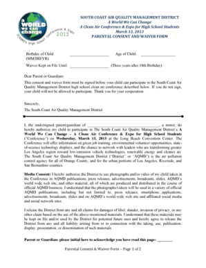 Parental Consent and Waiver Form