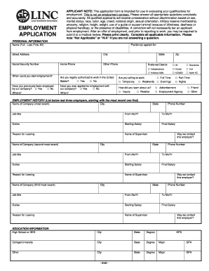 Employment Application Form