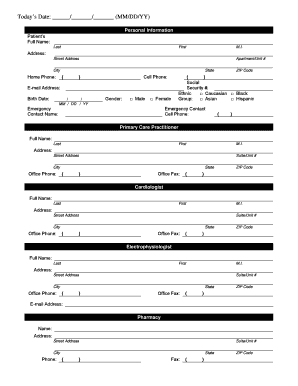 Atrial Fibrillation Patient Intake Form