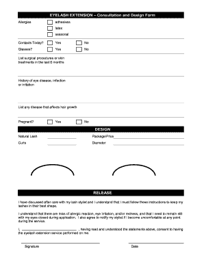 Eyelash Extension Consultation Form Template Fill Online Printable Fillable Blank Pdffiller