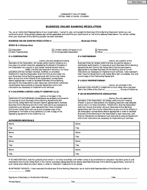 Business Online Banking Resolution