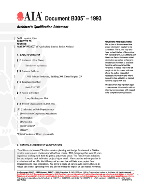 Architect's Qualification Statement AIA B305