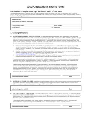 APA Publications Rights Form