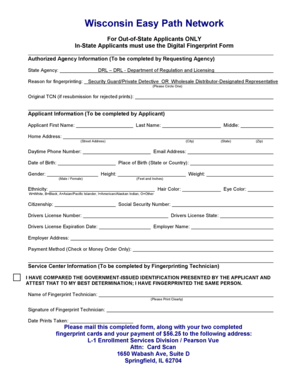 Wisconsin Out-of-State Fingerprint Form