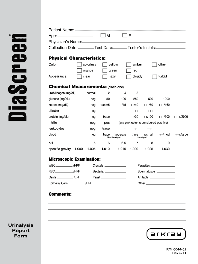 Urinalysis Sample Report Fill Online, Printable, Fillable, Blank