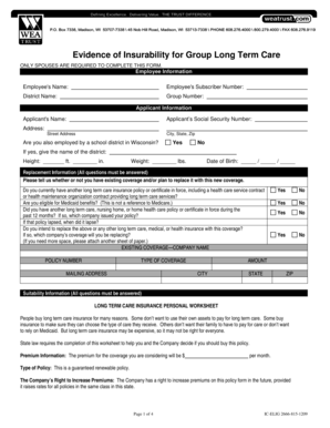Evidence of Insurability for Group Long Term Care