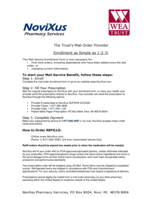 NoviXus Mail Order Enrollment Form