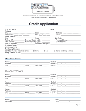 BatteriesInAFlash Credit Application