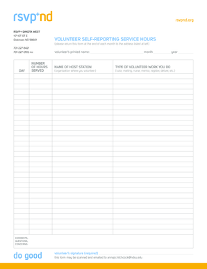 Volunteer Time Sheets - RSVP North Dakota