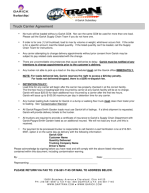 Truck Carrier Agreement