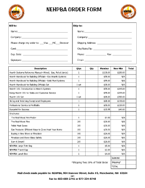 NEHPBA Order Form