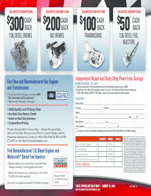 Ford Powertrain Rebate Form