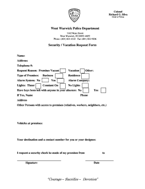 Security Vacation Request Form