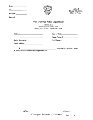 Police Incident Report Form