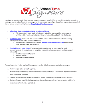 WheelTime Signature Credit Application