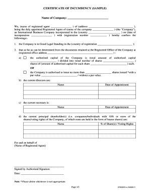 Certificate of Incumbency