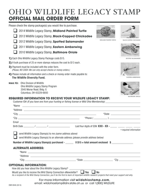 Ohio Wildlife Legacy Stamp Order Form