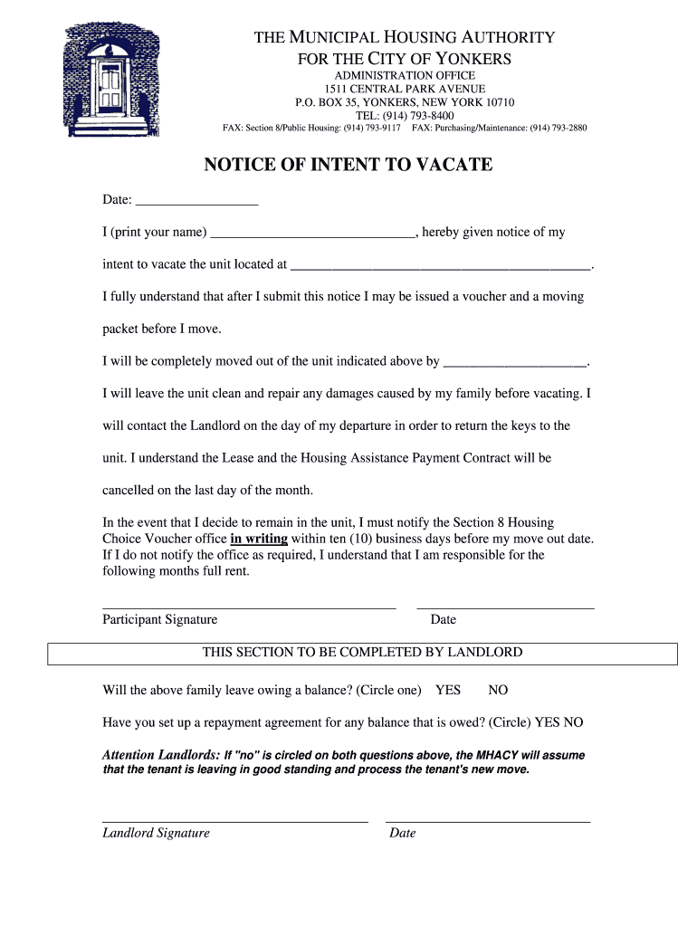 vacate yonkers form Preview on Page 1