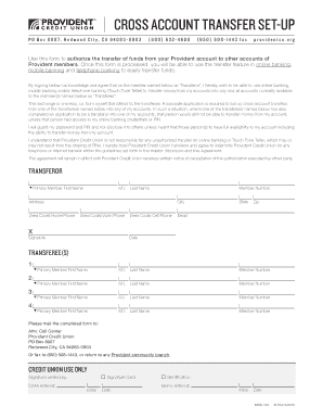 Provident Credit Union Cross Account Transfer Authorization