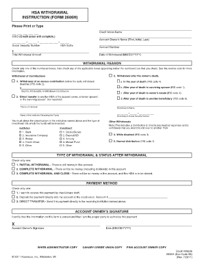 HSA Withdrawal Instruction Form 2606H